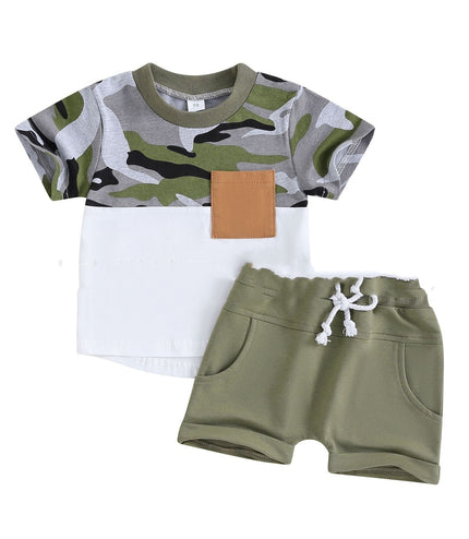 Camouflage Children's Short Sleeve Top Shorts Suit