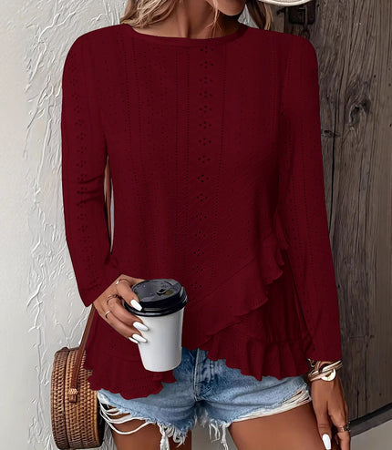 Casual Solid Color Long Sleeve Round Neck