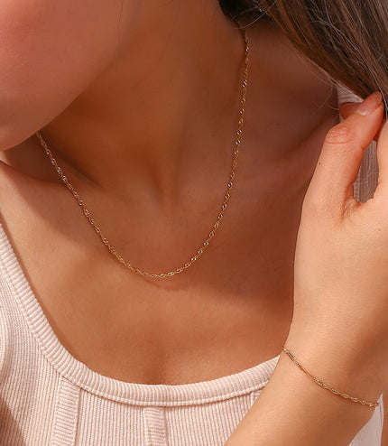 Clavicle Chain Stainless Steel Plated 18K Water Wave Chain Bracelet