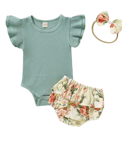 Short sleeve top print triangle creeper