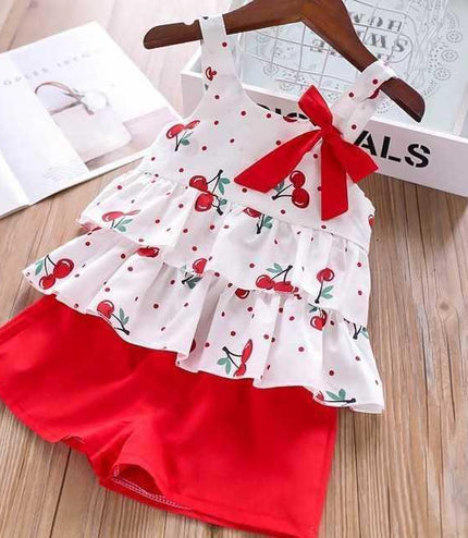 Summer Children Clothes Big Bow T-Shirt Shorts Clothing Set