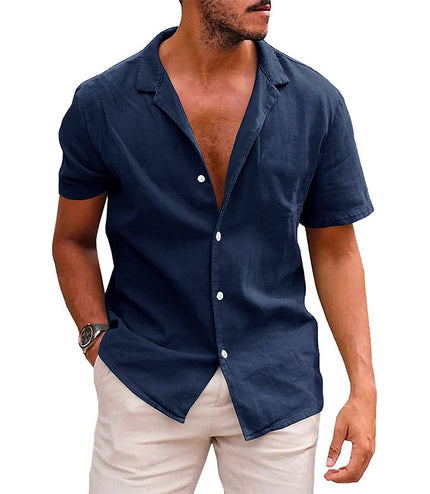 Men's Tops Casual Button Down Shirt Short Sleeve Beach Shirt Summer Mens Clothing