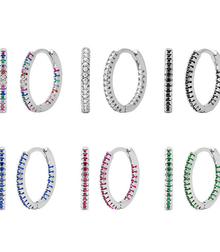 Circle Female Earrings Ear Clip Multicolor Zircon Elegant