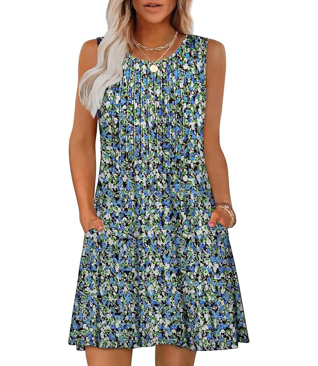 Loose Beach Vacation Casual Round Neck Sleeveless Vest Dress