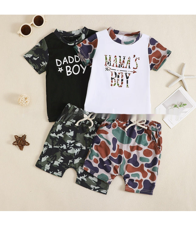 Boy's Camouflage T-shirt And Shorts Two-piece Set