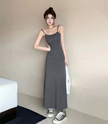 Elastic Sling Dress Women's Sleeveless Cold-shoulder