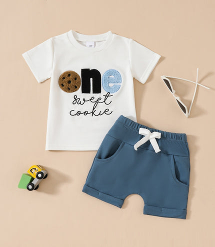 Baby Boys' Embroidered Pullover Short-sleeved Clothes