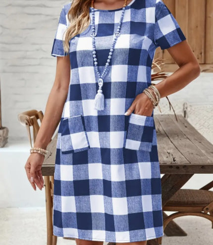 Elegant Plaid Midi Tent Dress