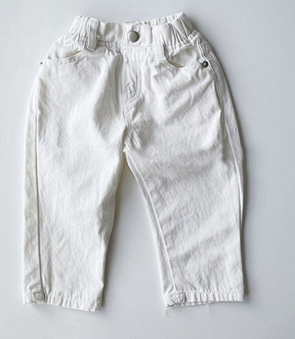 Children's New Simple Fashion Easy To Match Elastic Waist Casual Denim Trousers