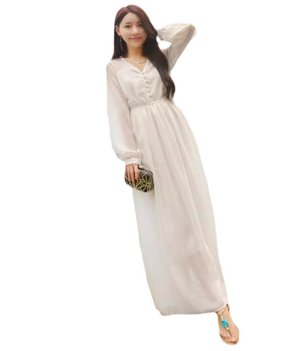 Chiffon White Vacation Style Dress