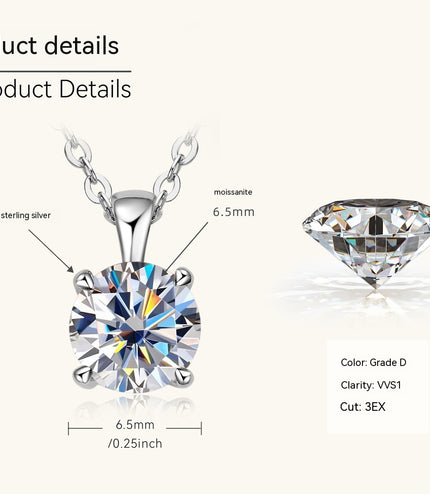 Classic Four-claw Diamond Necklace High-grade 925 Silver Plating 18K Gold Pendant