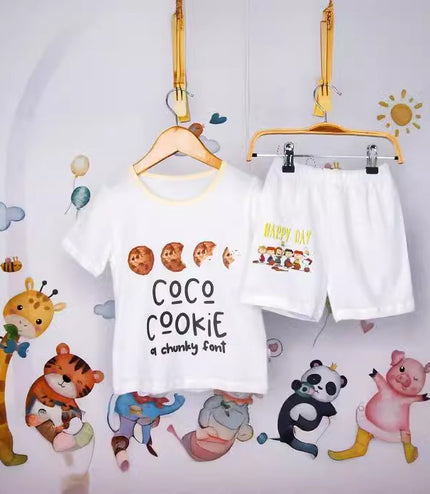 Boys And Girls Cotton Mesh Fabric Cartoon Pattern Breathable All-match Short Sleeve T-shirt