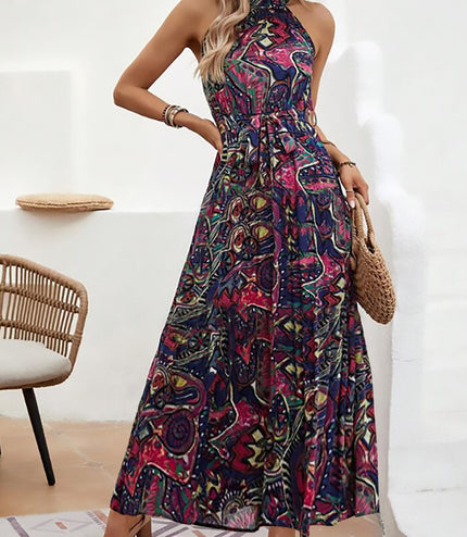 Bohemian Retro Halter Dress Women