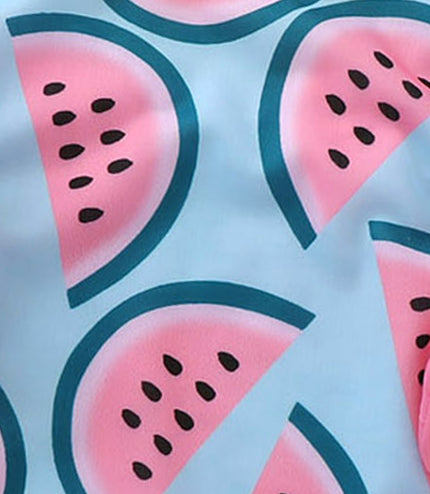 Swimsuit Girls' Cute One-Piece Watermelon Print Bow