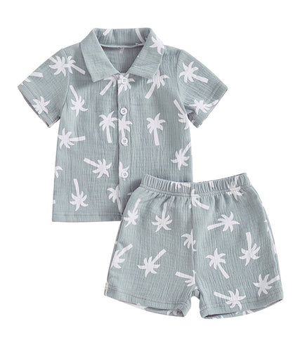 Baby Boy Beach Series Short Sleeve Blouse And Pants