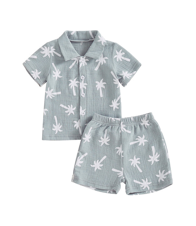Baby Boy Beach Series Short Sleeve Blouse And Pants