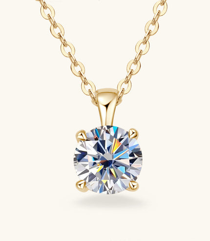 Classic Four-claw Diamond Necklace High-grade 925 Silver Plating 18K Gold Pendant