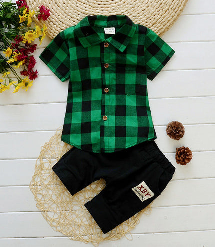 Summer New Children's Clothing Baby Suit Shirt Short Sleeve Two-piece Suit