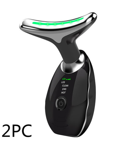 Neck Face Beauty Device Colorful LED Photon Therapy Skin Tighten Reduce Double Chin Anti Wrinkle Remove Lifting Massager