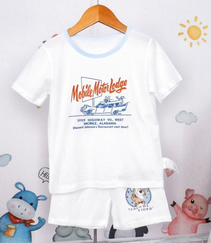 Boys And Girls Cotton Mesh Fabric Cartoon Pattern Breathable All-match Short Sleeve T-shirt