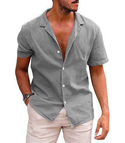 Men's Tops Casual Button Down Shirt Short Sleeve Beach Shirt Summer Mens Clothing
