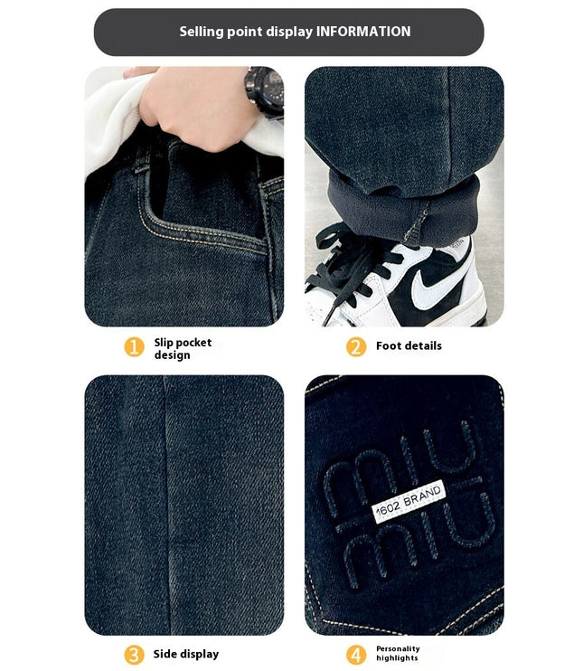 Style Big Children Thick Warm Pants