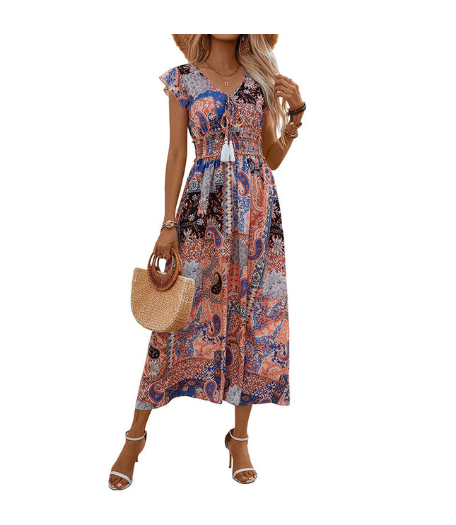 European And American Summer A Swing Printed Dress