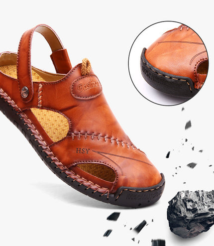 Men's Closed Toe Sandals Summer Adjustable Slides Slippers Fashion Beach Shoes