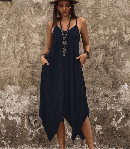 Holidaya Women Solid Hanky Hem Cami Dress