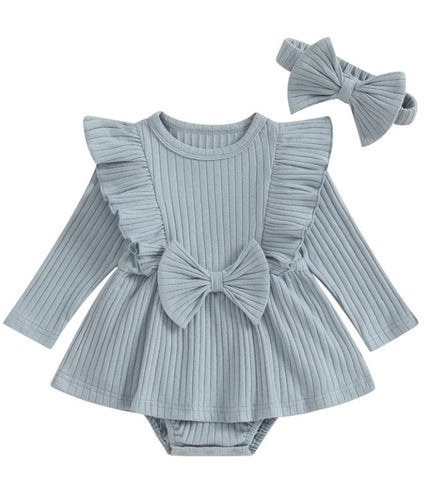 Clothes For Babies Long Sleeve Sunken Stripe Small Skirt