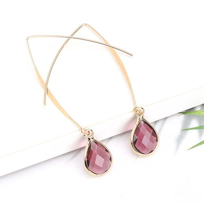 Simple Personality Crystal Water Drop Earrings