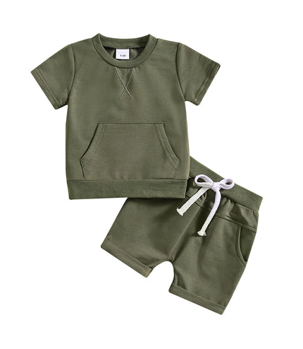Boys And Girls Alphabet Embroidery Two-piece Suit