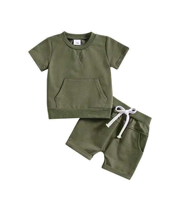Boys And Girls Alphabet Embroidery Two-piece Suit