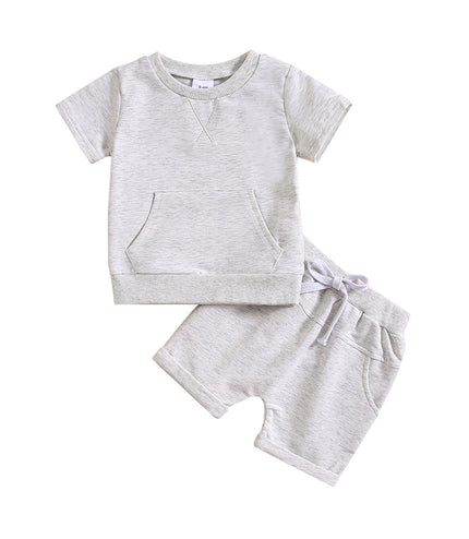 Boys And Girls Alphabet Embroidery Two-piece Suit