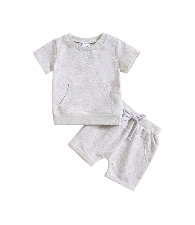 Boys And Girls Alphabet Embroidery Two-piece Suit