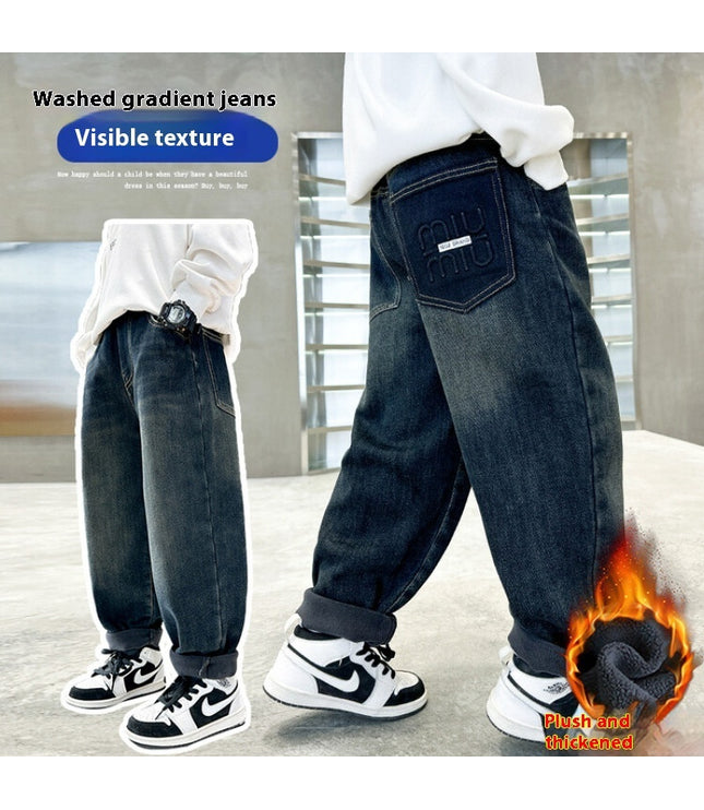 Style Big Children Thick Warm Pants
