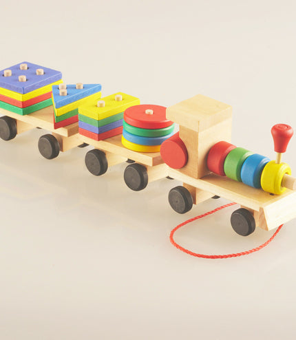 Wooden Train Three-section Tractor Toy Children's Intelligence Puzzle Toys Educational Toys