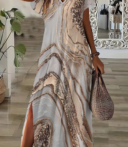 Short Sleeve Printed Pocket Dress