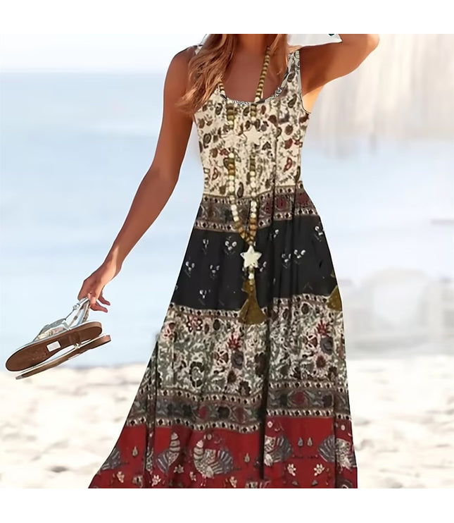 Fashionable Loose Comfortable Long Dress Round Neck Ladies