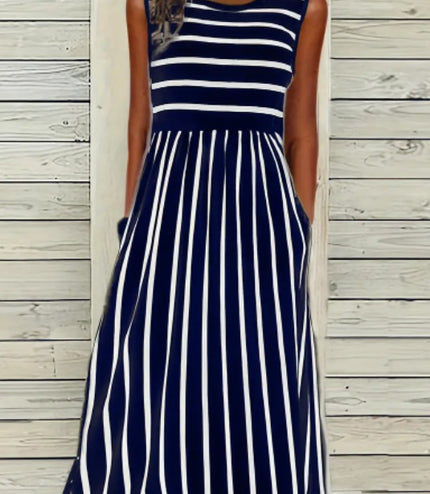 Print Crew Neck Tank Dress