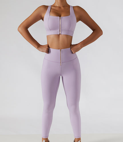 Ribbed One Shoulder Yoga Back Bra Yoga Pants Set
