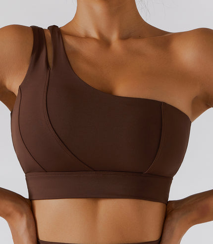 Ribbed One Shoulder Yoga Back Bra Yoga Pants Set