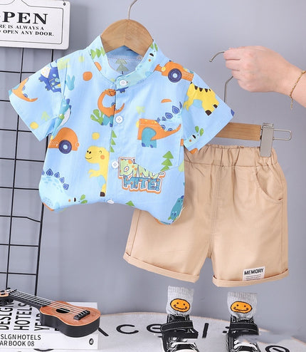 Children's Clothing Summer New Suit Children Cotton Clothes Baby Short Sleeve Shirt