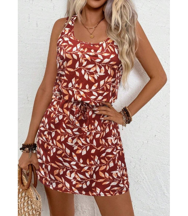 Ladies' Printed Tie-Up Sleeveless Summer Holiday Dress