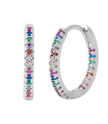 Circle Female Earrings Ear Clip Multicolor Zircon Elegant