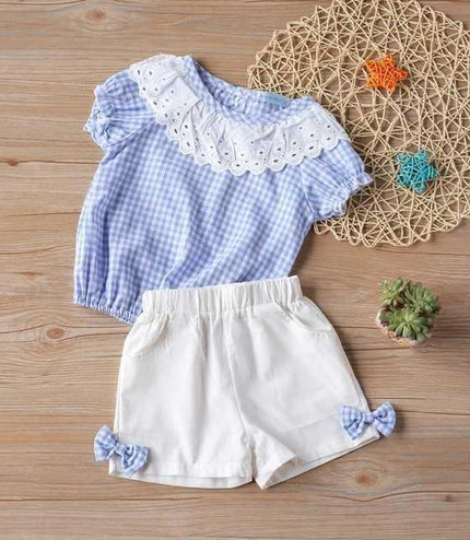 Summer Children Clothes Big Bow T-Shirt Shorts Clothing Set