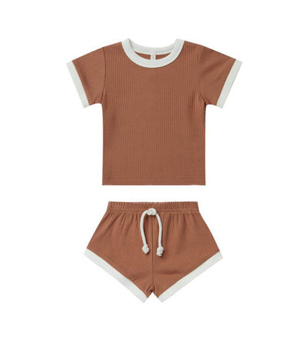 Children's Shorts Sunken Stripe Two-piece Set