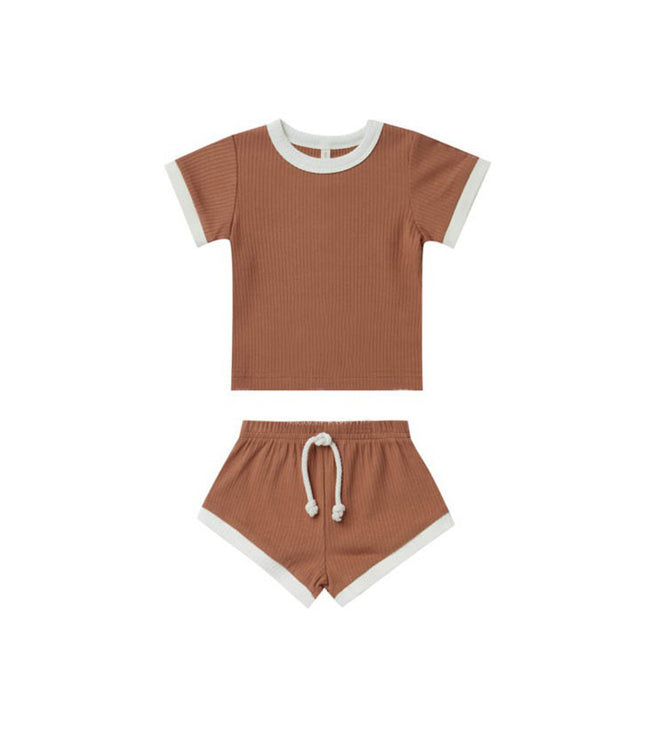 Children's Shorts Sunken Stripe Two-piece Set