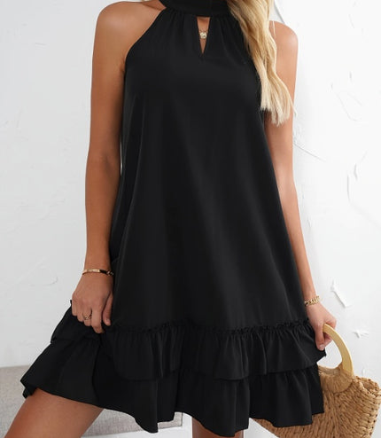Solid Color Keyhole Neck Tank Dress