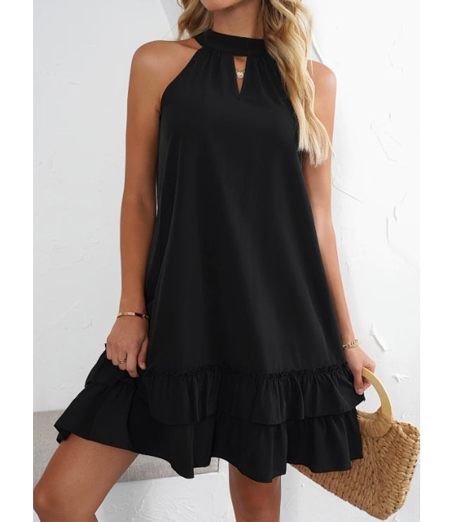 Solid Color Keyhole Neck Tank Dress